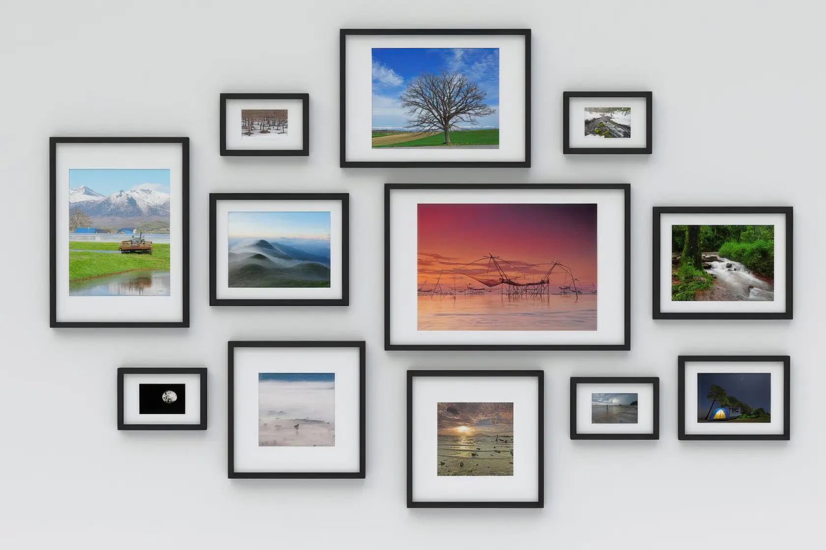 日本画　木製　額縁　銀フレーム4枚セット　絵画 日本画 木製 額縁 銀フレーム4枚セット 絵画 日本画 木製 額縁 銀フレーム